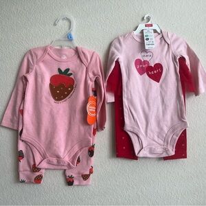 Pink Strawberry and Heart Kids One Pieces